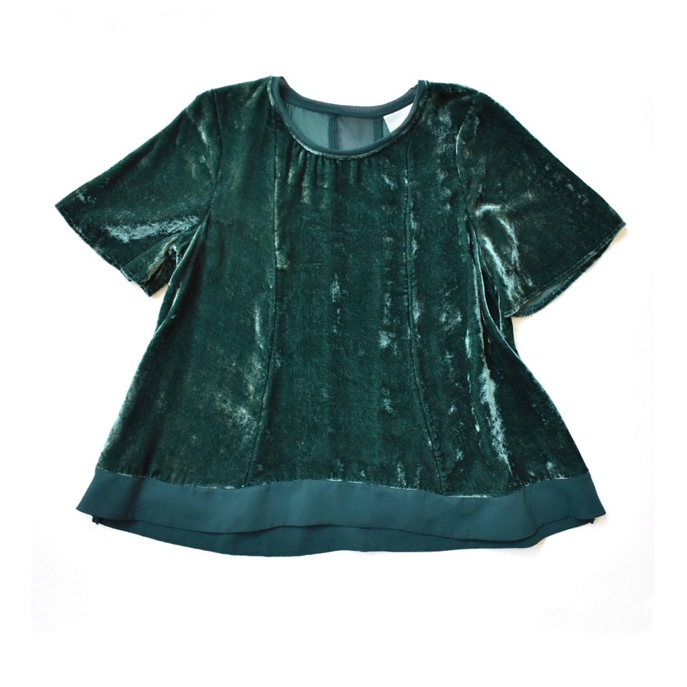 Anthropologie {Maeve} Green Velvet Swing Tee